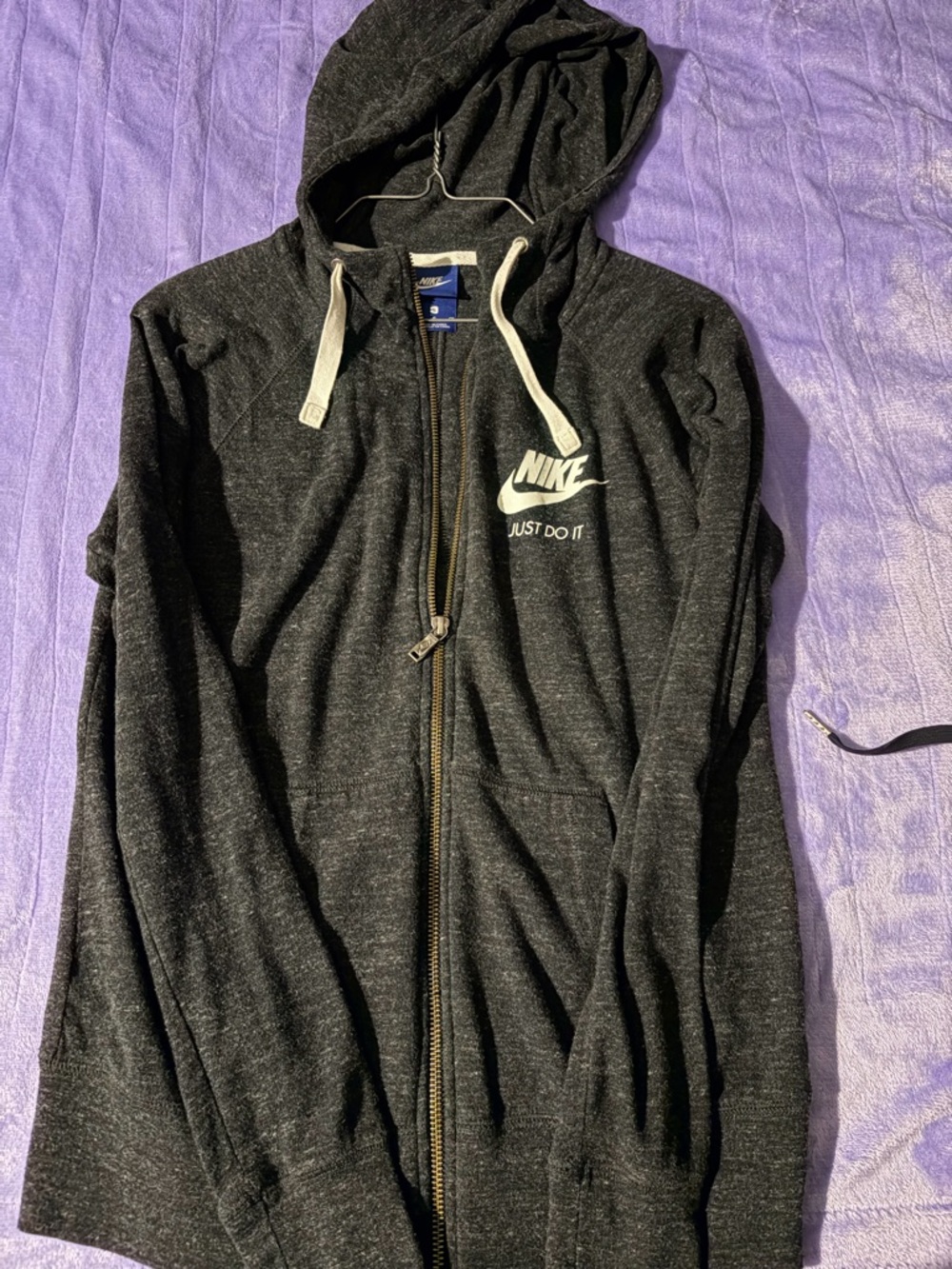 Nike 'Just Do It' Dark Heather Grey Zip Hoodie